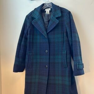 Wool LL Bean Blackwatch Plaid Coat made in Italy